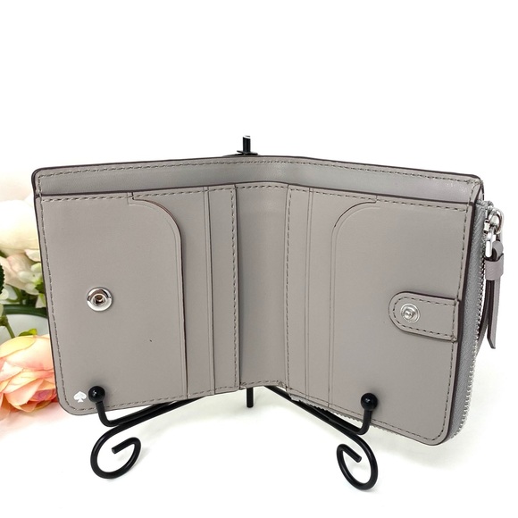 Kate ♠️Spade Small ZIP Bifold Wallet Cameron Grey - Picture 3 of 6